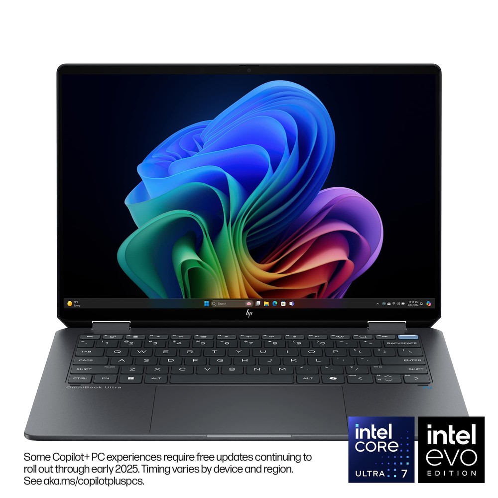 HP OmniBook Ultra Flip 14-fh0013dx, Intel Core Ultra 7 256V, 16GB LPDDR5x RAM, 1TB SSD, Intel Arc Graphics, Windows 11 Home, 14" 3K OLED 120Hz Touch Screen - Model No: A9SR3UA