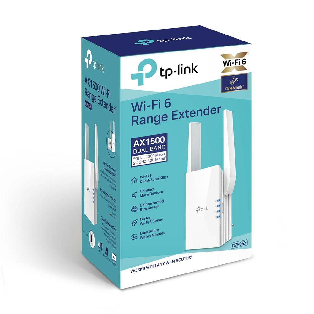TP-Link AX1500 Wi-Fi 6 Range Extender - Model No: TL-RE505X