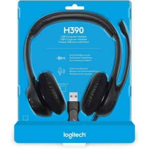 Logitech H390 USB-A Headset with Noise Cancelling Mic, Black - Model No: 981-000406