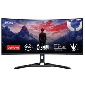 Lenovo Legion R34w-30 34" WQHD Curved Gaming Monitor, 180Hz, Integrated Speakers, Tilt/Swivel/Height Adjustable, Raven Black - Model No: 67C7GACBUK