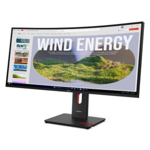 Lenovo ThinkVision T34WD-40 34" Ultrawide QHD Curved Monitor, Eclipse Black - Model No: 64AEGAT1UK