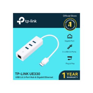 TP-Link USB 3.0 to 3-Port Hub & Gigabit Ethernet Adapter - Model No: TL-UE330