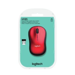 Logitech M185 Wireless Mouse, Red - Model No: 910-002237