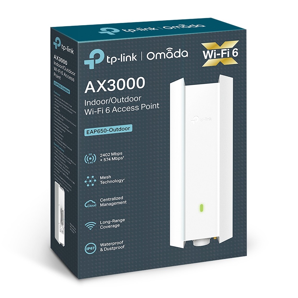 TP-Link AX3000 Indoor/Outdoor Wi-Fi 6 Access Point - Model No: TL-EAP650-OUTDOOR